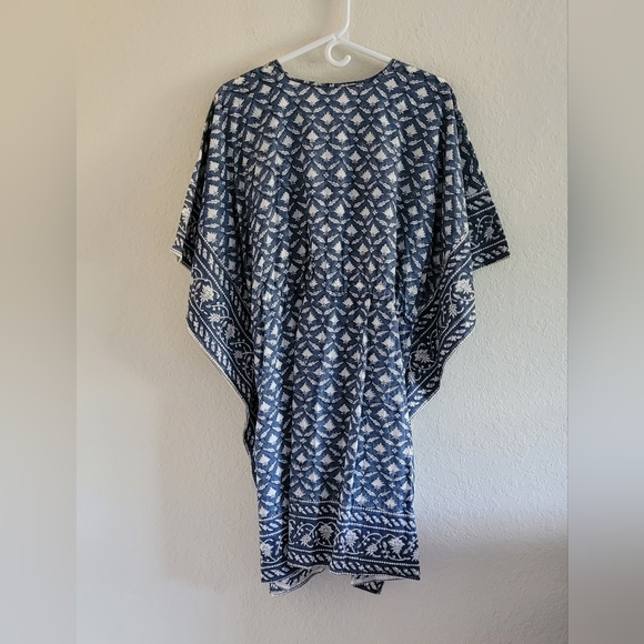 Sevya Handmade Blue and White Kaftan One Size Fits Most. NWOT. - Picture 3 of 12